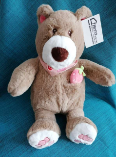 Plyšák Medvídek růžové ouško hnědý - rozměr 45 cm