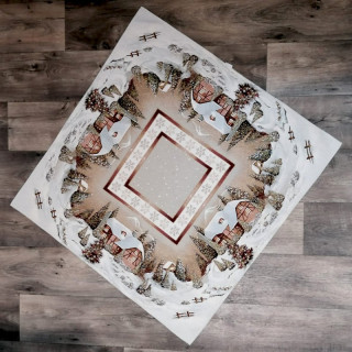 Gobelínový ubrus chenille - Vánoční zimní krajina 100 x 100 cm